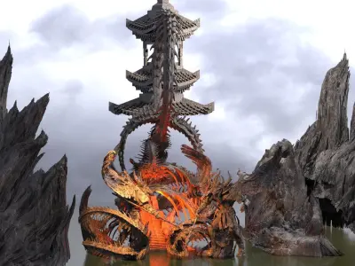 Ancient Jorogumo mountain 3 3D model