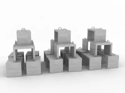 Stack Of Concrete Blocks 3D model