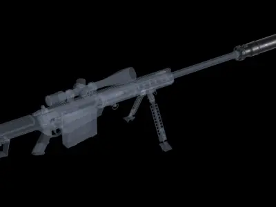 Barrett QDL Suppressor by M107A1 Low-poly 3D model