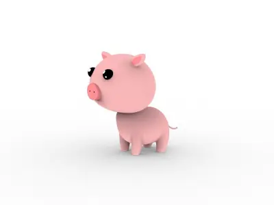 Cartoon Pig v001 character  3D model