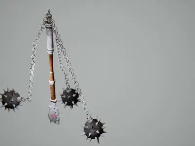 3 Headed Spiked Mace Low-poly 3D model