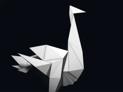 Ostrich in Origami style Free low-poly 3D model