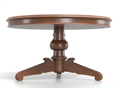 Antique Round Wooden Table 02 Low-poly 3D model