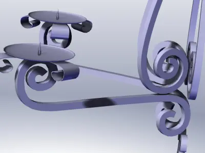 Candles support 2x with ornaments with forged wrought metal 3D model