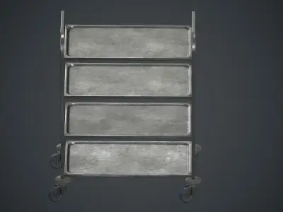 Industrial Tray Trolley 3 PBR game Ready Low-poly 3D model