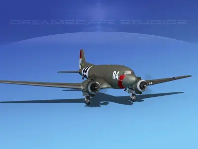Douglas C-47 Dakota USAAF V3 3D model
