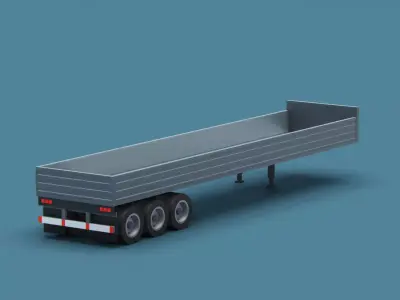 Cartoon Stylized  Semi Trailer Low-poly 3D model