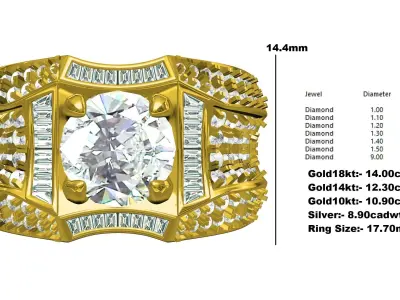 Antique Vintage Style Cocktail Ring for Men 3D print model