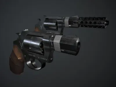 Revolver Low-poly 3D model 19