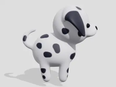 Cute dalmatian dog  Low-poly 3D model