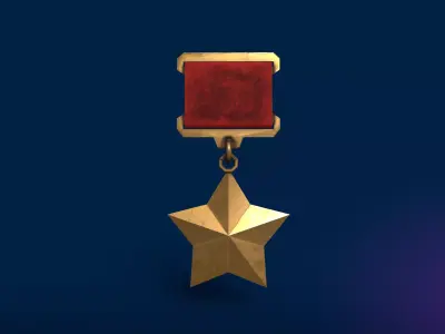 Soviet Hero Medal Low-poly 3D model