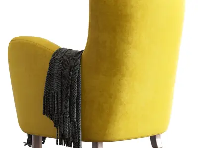 Fritz Hansen Style 1950s Mohair Velvet Armchair 3D model
