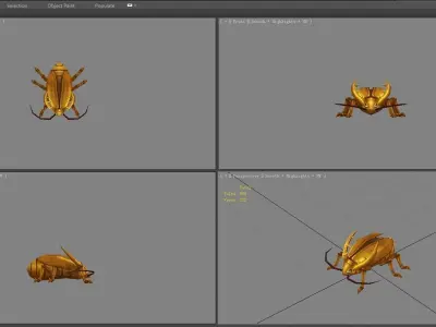 Cartoon golden beetle  Low-poly 3D model
