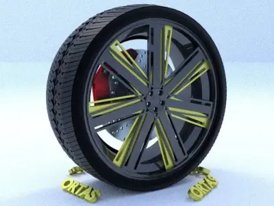 ORTAS CAR RIM 17 GAME READY RIM TIRE AND DISC 3D model