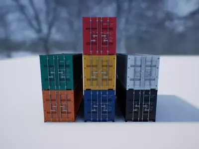 Shipping Container Set PBR Low-poly 3D model