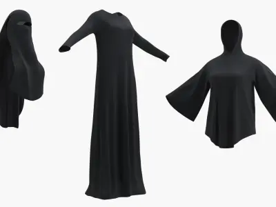  Islamic Woman Niqab Outfit Black 