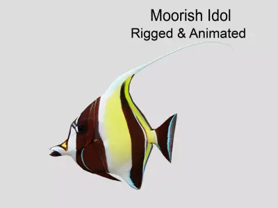 Moorish Idol Realistic Animated Low-poly 3D model