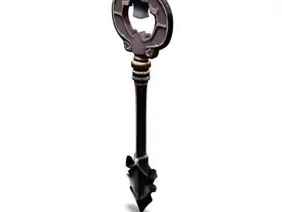 Ornate Antique Key 3D Model Low-poly 3D model