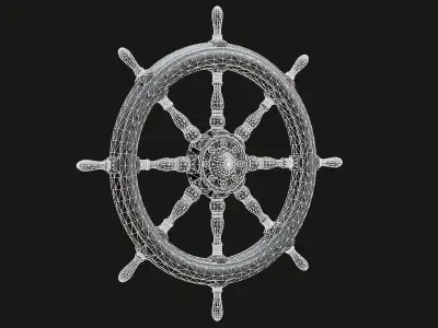 Low Poly PBR Ship Wheel Low-poly 3D model