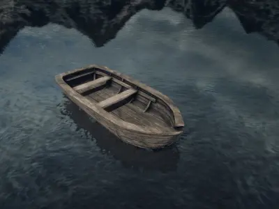 Old fishing boats Low-poly 3D model