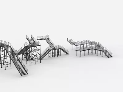 Industrial stairs modular set 3D model