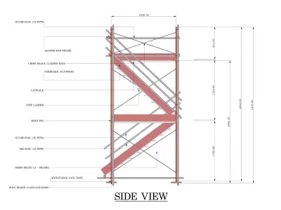 Industrial Scaffolding A Frame Stair Tower Access Platform 3D model