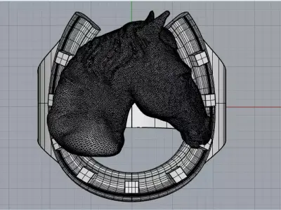 Horse and horse shoe ring 3D model