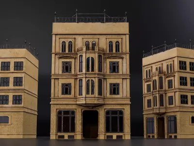 Mediterranean residential building Low-poly 3D model