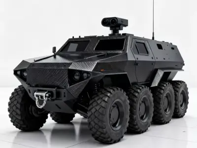 Realistic Stealth 8x8 Armored Vehicle 3D Model Low-poly 3D model