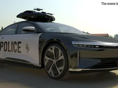 Lucid Air Police Car with Drone 3D model