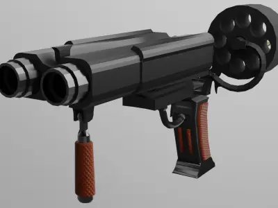 Double-Barrel Pistol Low-poly 3D model