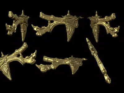 Fantasy gun Low-poly 3D model