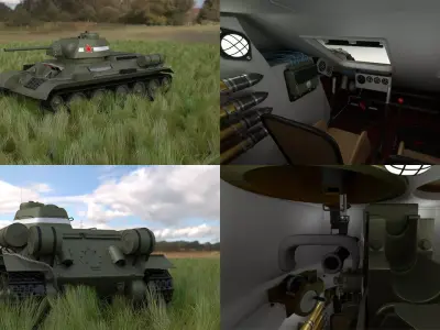 T34 76 Tank with Interior HDRI 3D model