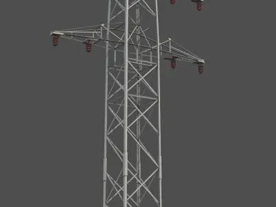 High voltage tower Low-poly 3D model