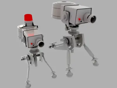 Turret Sentry and Mini- 4 models 2 Colors- Low-poly 3D model