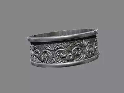 Demask floral victorian patterned wedding band  3D print model