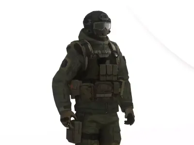 Tactical Special Forces Operator Realistic 3D Model Rigged Low-poly 3D model