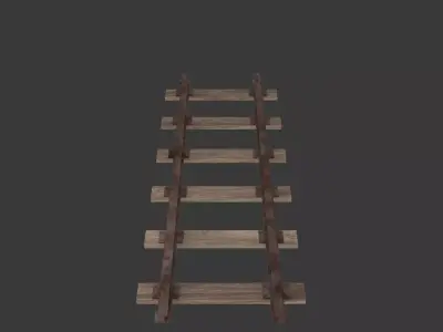 Tileable Set Of Old Rails Low-poly 3D model