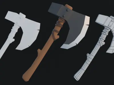 Lowpoly Axe Asset Pack Low-poly 3D model