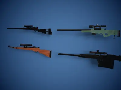 Lowpoly Sniper Guns  Low-poly 3D model