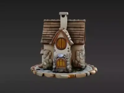 Whimsical Fairy Tale Home Stylized Fantasy House 3D model