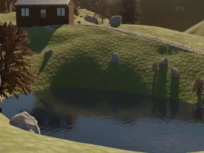 Autumn River Village 3D model
