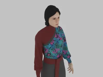 woman in asian clothes Low-poly 3D model buy