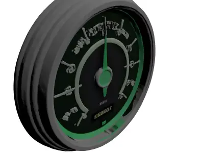 Modern Green Glowing Speedometer Gauge 3D model
