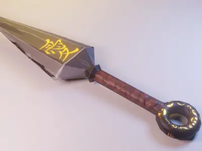 Low Poly Game-Ready Ninja Knife - Kunai Low-poly 3D model