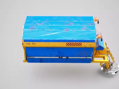 Rusted Road Salt Spreader Winter Snow Removal Equipment  Low-poly 3D model