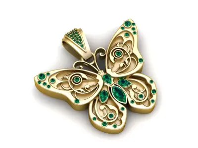 Butterfly Pendant 3D Printable Model 3D print model