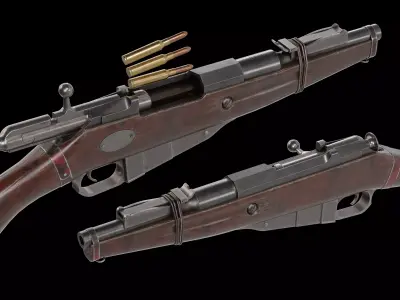 Mosin Nagant bolt rifle obrez Low-poly 3D model