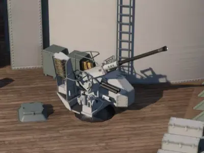US AMERICAN BOFORS WW2 Signle gun Low-poly 3D model