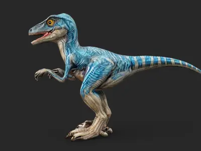 Velociraptor cartoon Low-poly 3D model